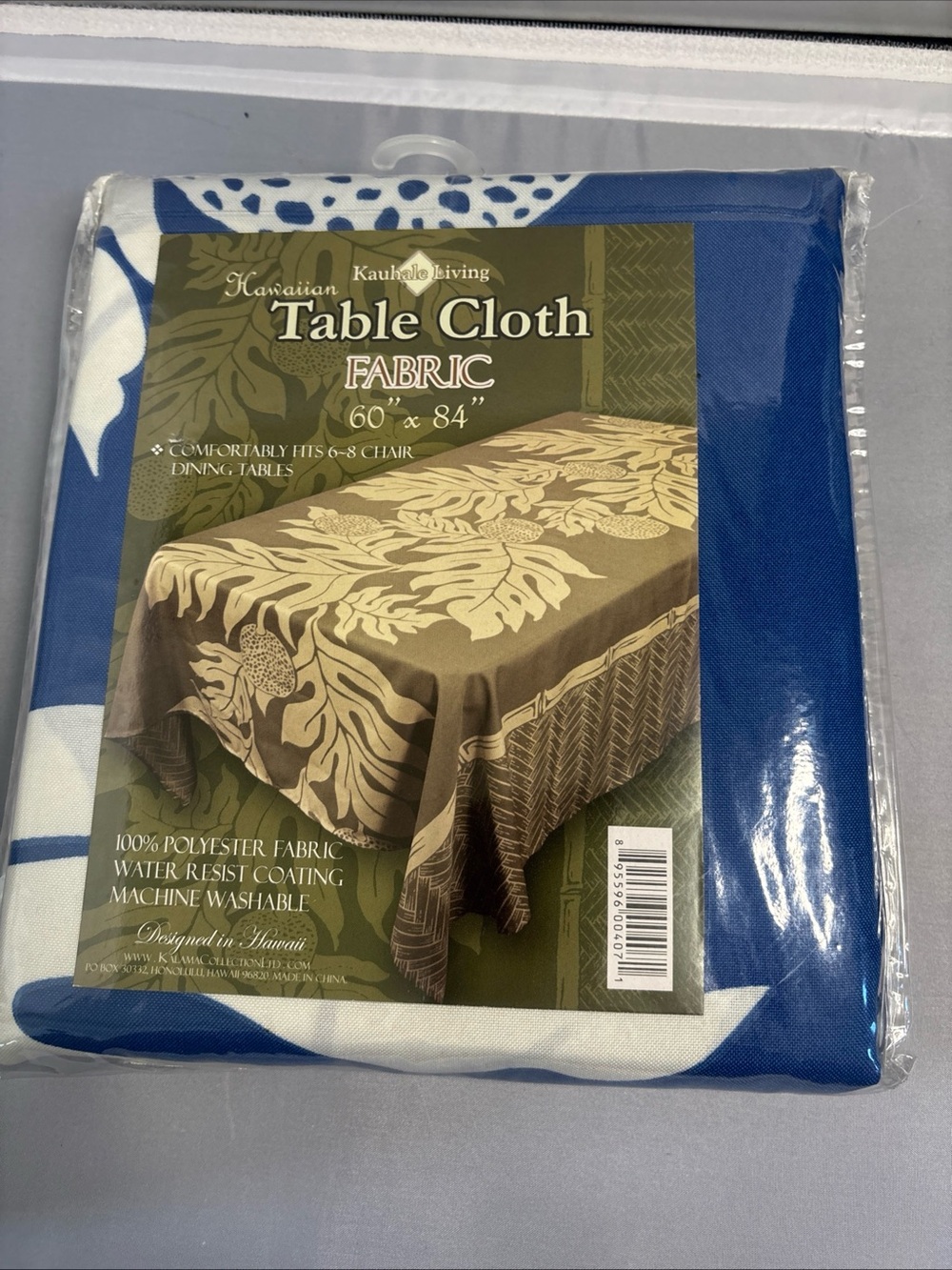Kauhale Living Blue Hawaiian Table Cloth - 60" x 84" NEW